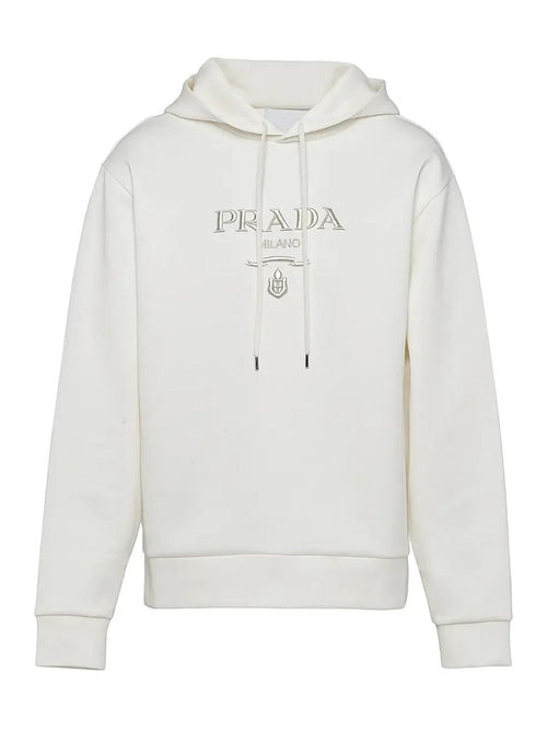 Logo Print Cotton White Hoodie