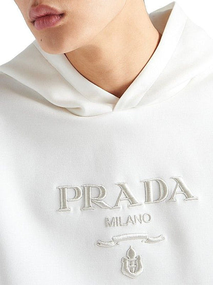 Logo Print Cotton White Hoodie
