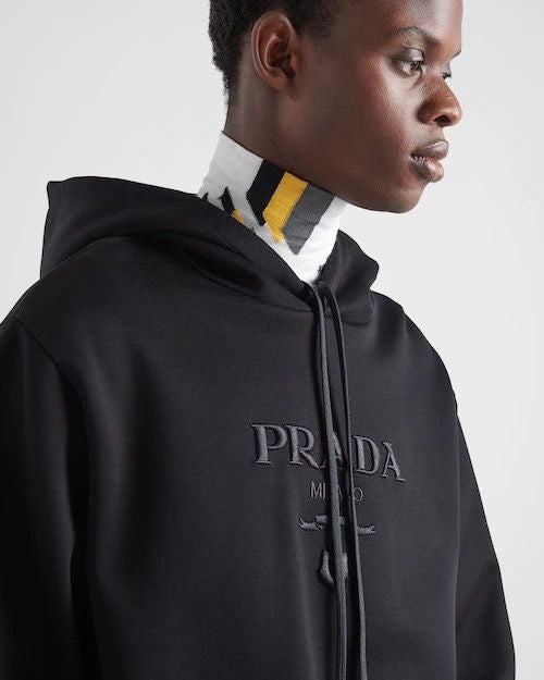 Logo Print Cotton Black Hoodie