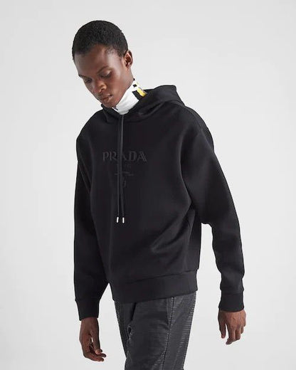 Logo Print Cotton Black Hoodie