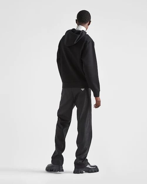 Logo Print Cotton Black Hoodie