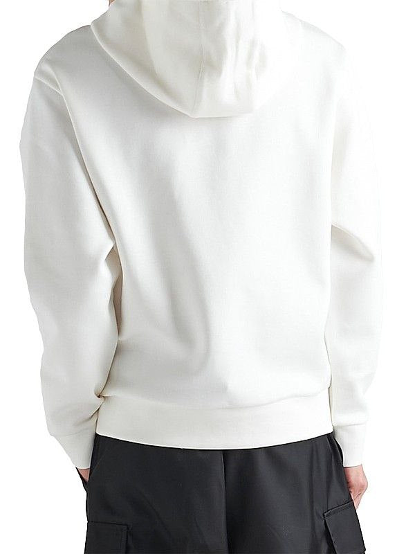 Logo Print Cotton White Hoodie