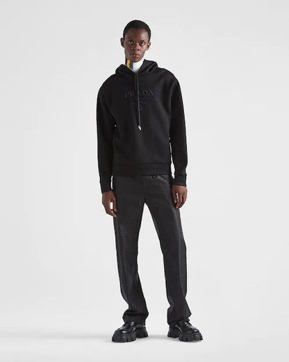 Logo Print Cotton Black Hoodie