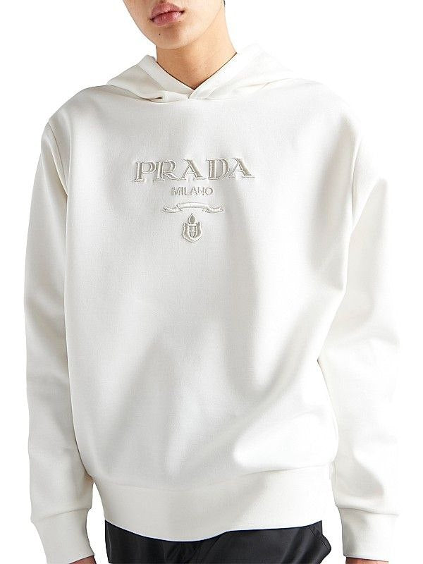 Logo Print Cotton White Hoodie