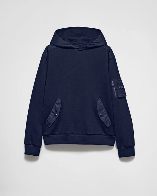 Navy Blue Cotton Hoodie with Pockets