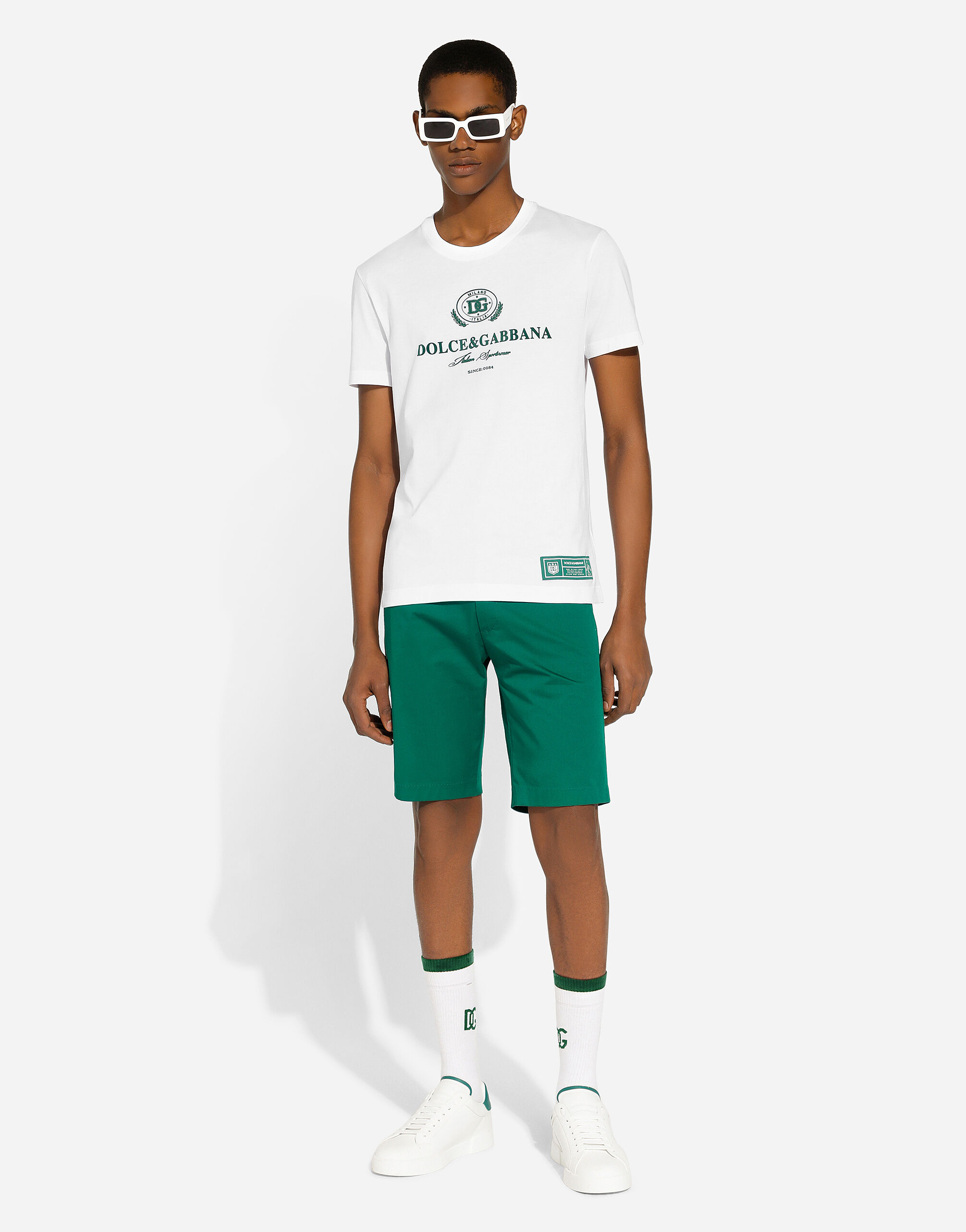 White Cotton T-shirt with Logo Print - Exclusive Wear