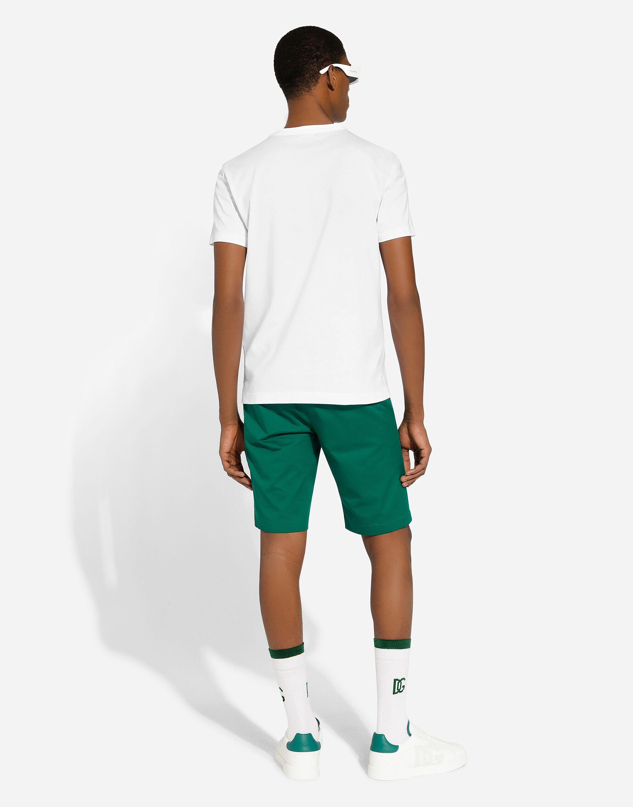 White Cotton T-shirt with Logo Print - Exclusive Wear