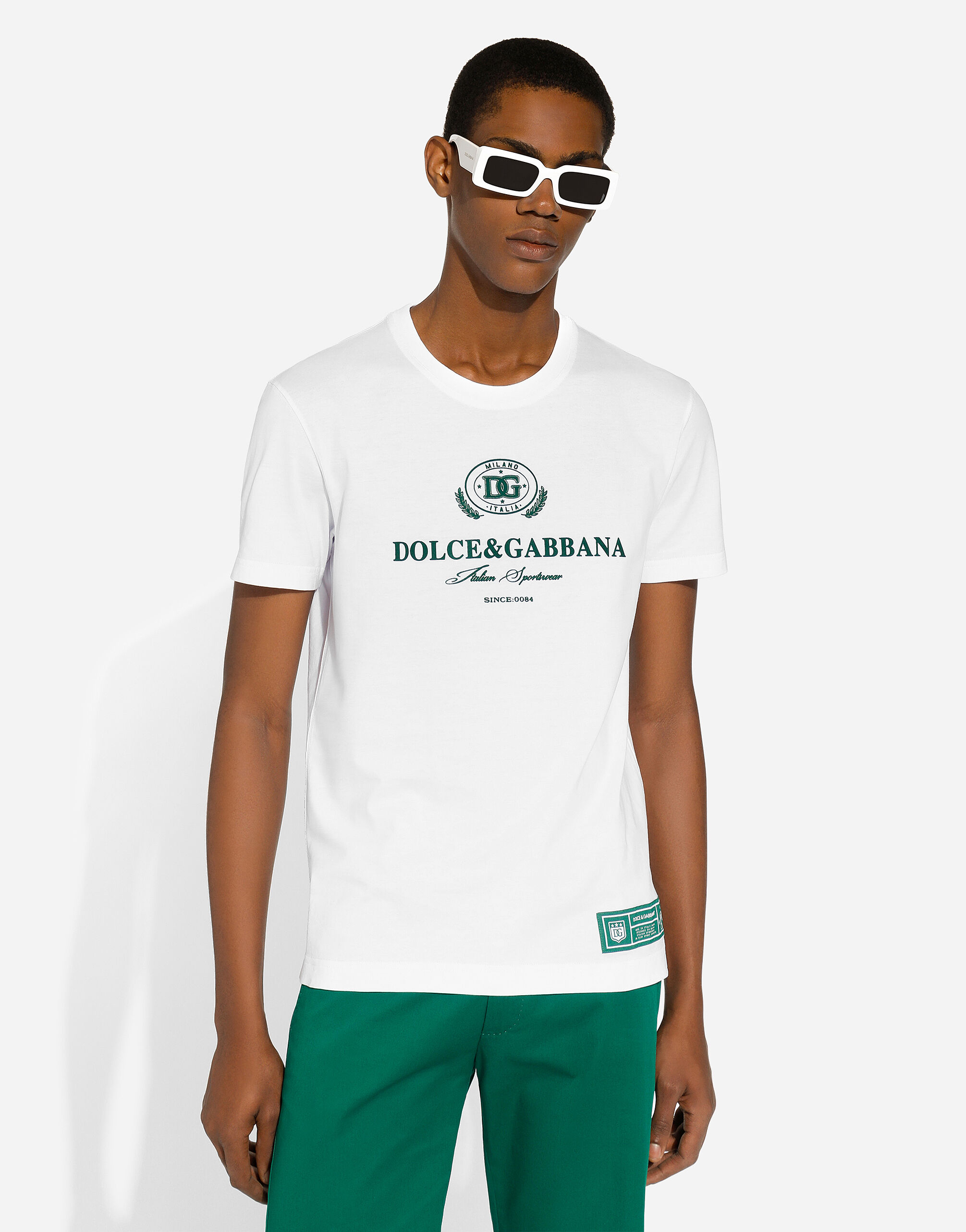 White Cotton T-shirt with Logo Print - Exclusive Wear