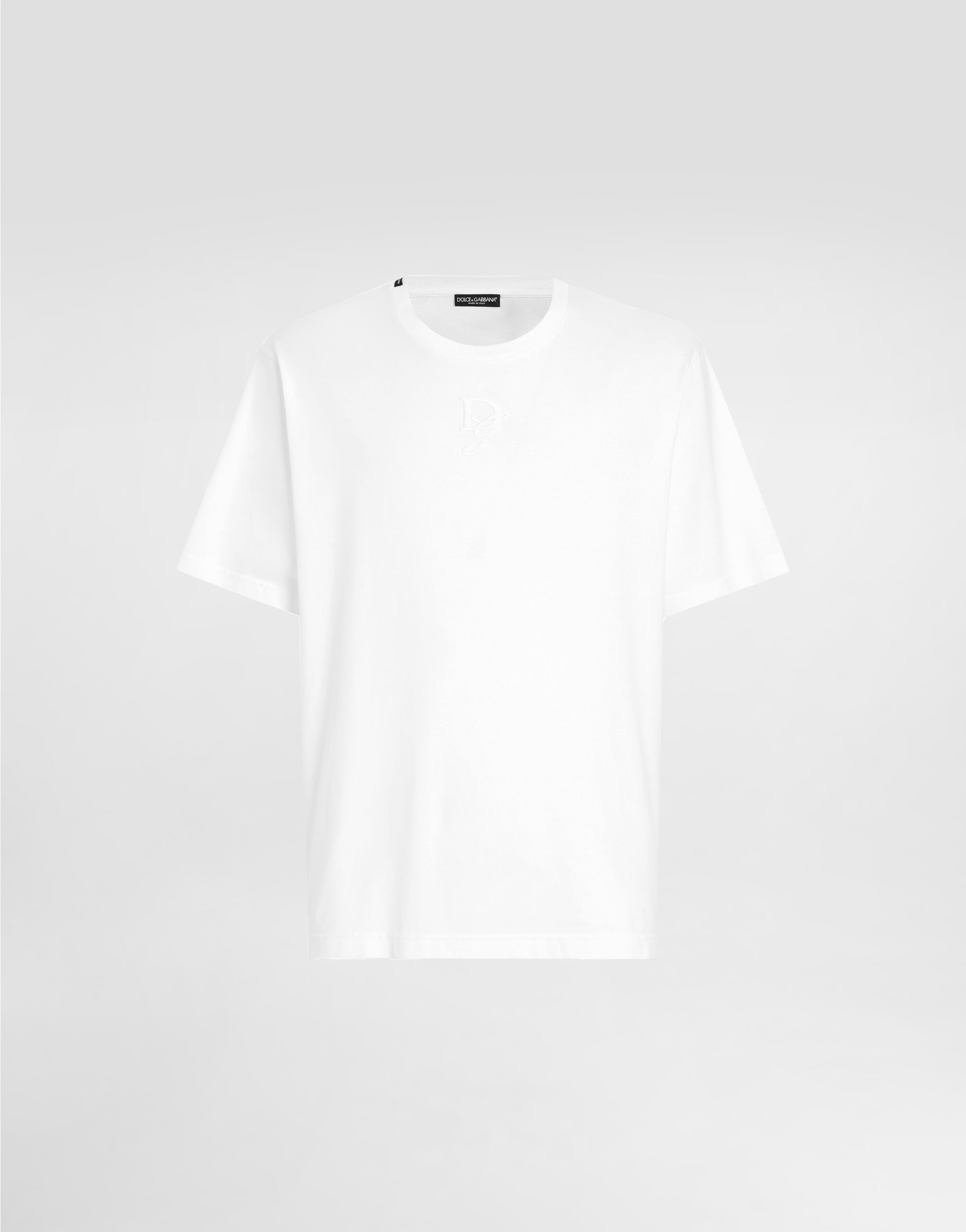 White Cotton T-shirt with Logo Embroidery - Exclusive Wear