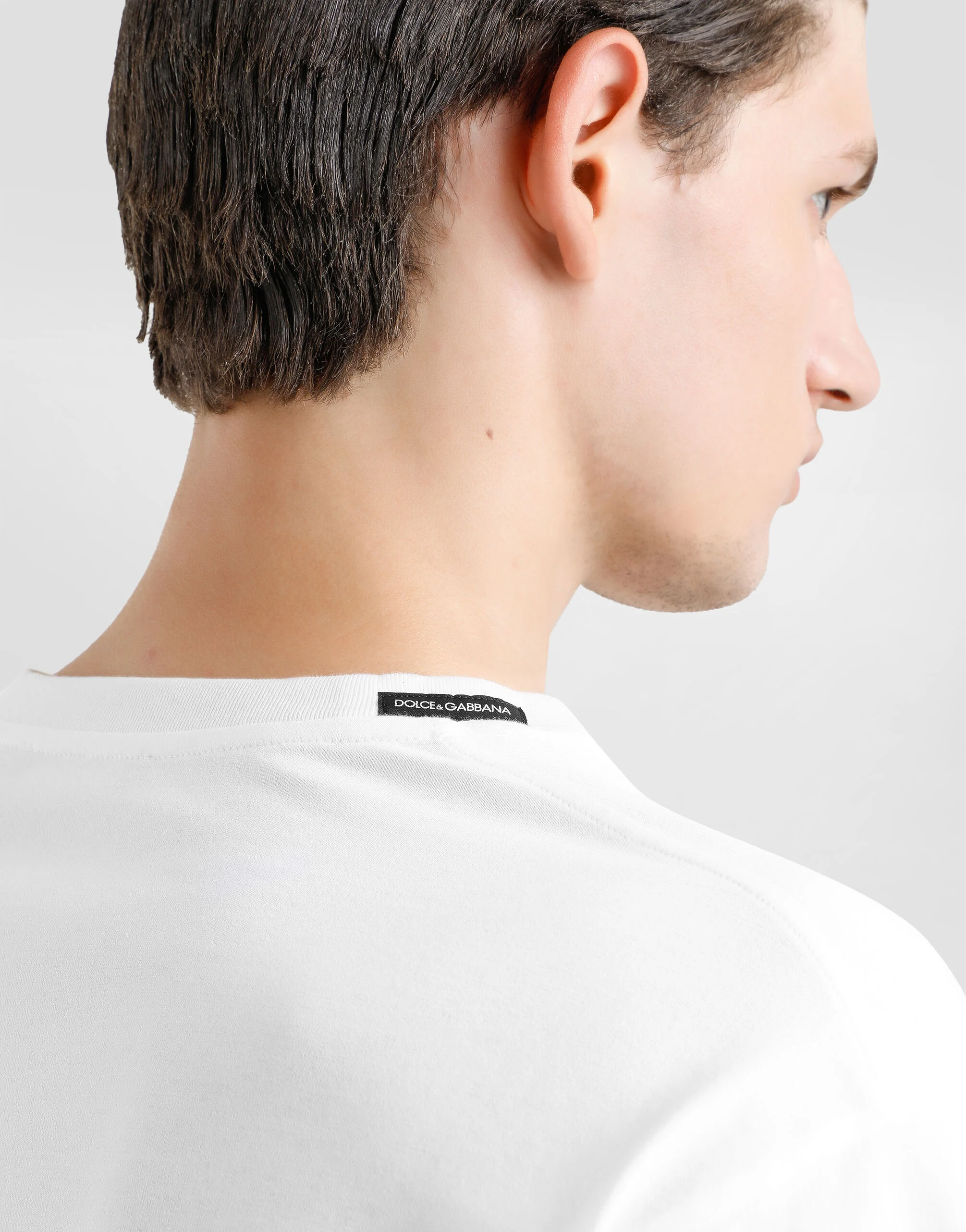 White Cotton T-shirt with Logo Embroidery - Exclusive Wear