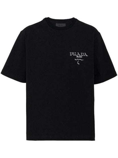 Black Cotton T-shirt with Logo