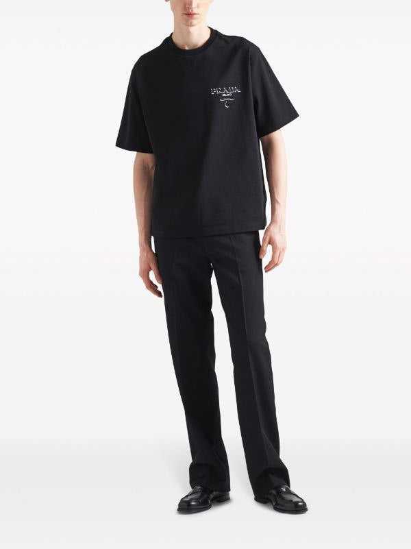 Prada Black Cotton T-shirt with Logo