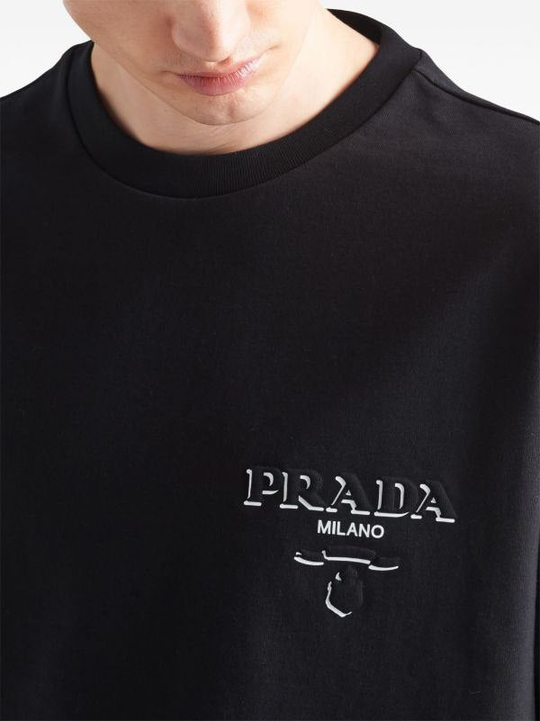 Prada Black Cotton T-shirt with Logo