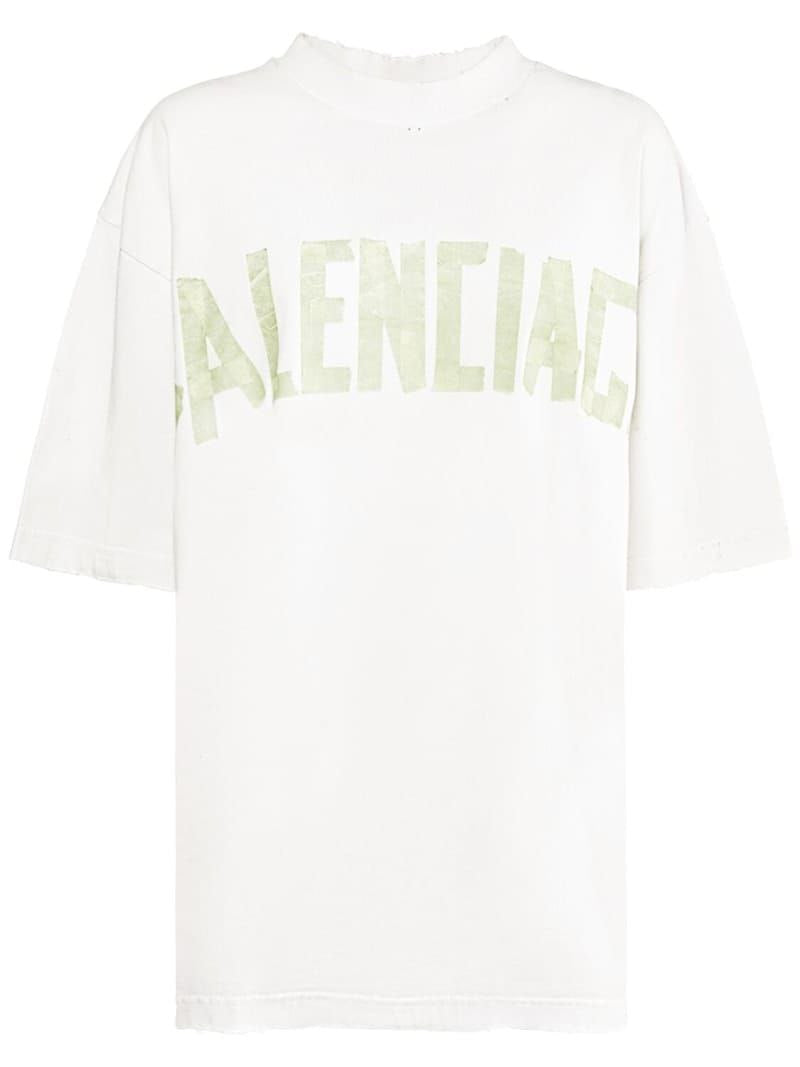 Tape Type Oversized White T-shirt