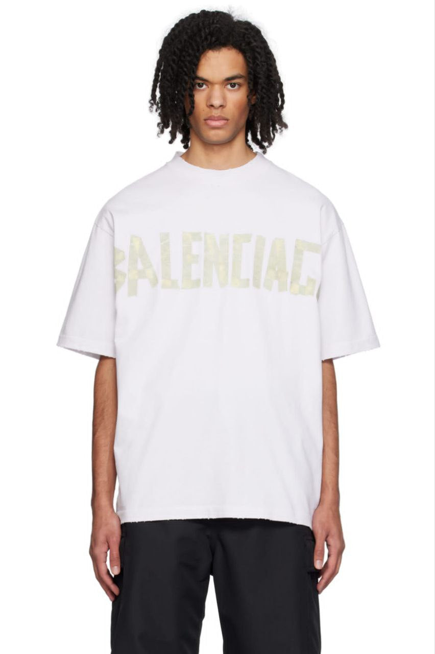Tape Type Oversized White T-shirt - Exclusive Wear