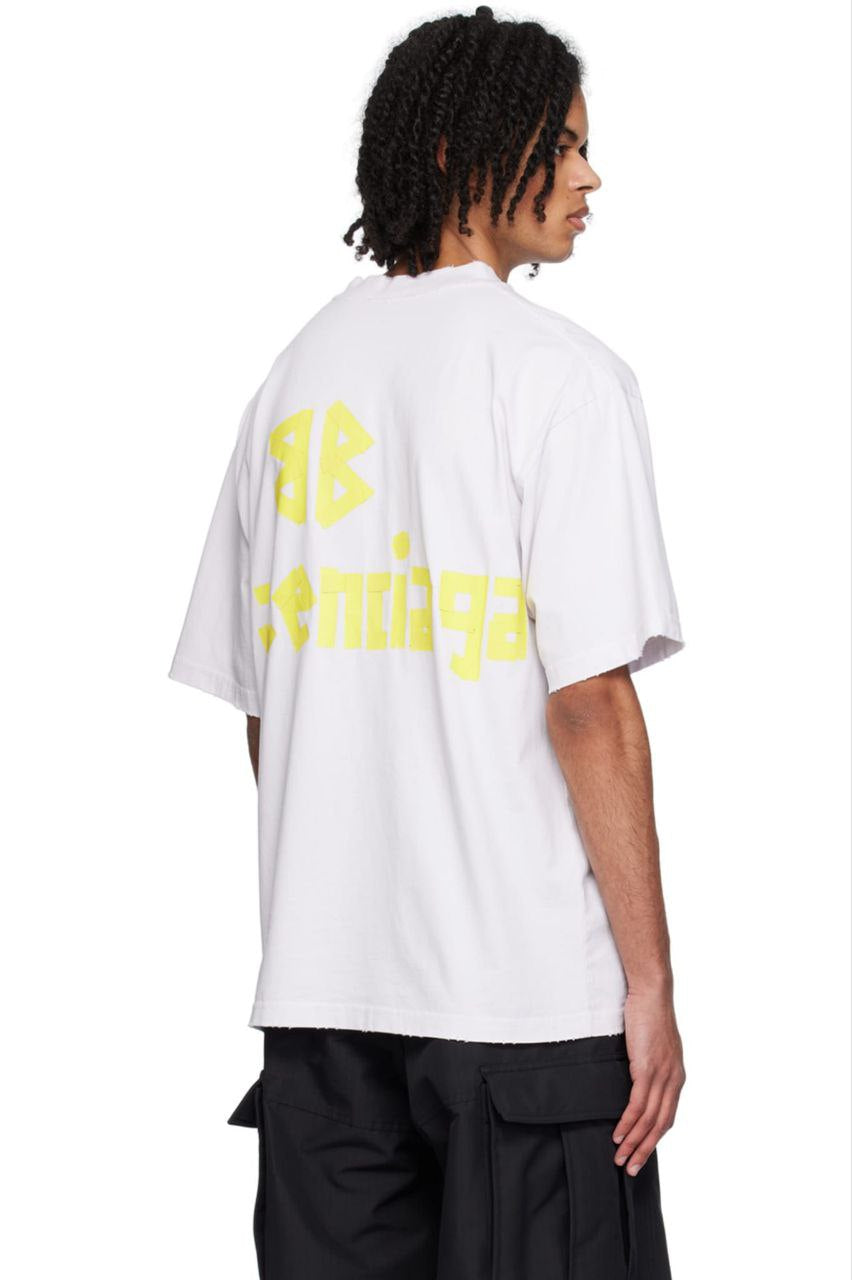 Tape Type Oversized White T-shirt - Exclusive Wear