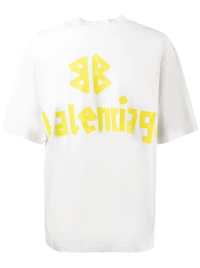 Tape Type Oversized White T-shirt - Exclusive Wear