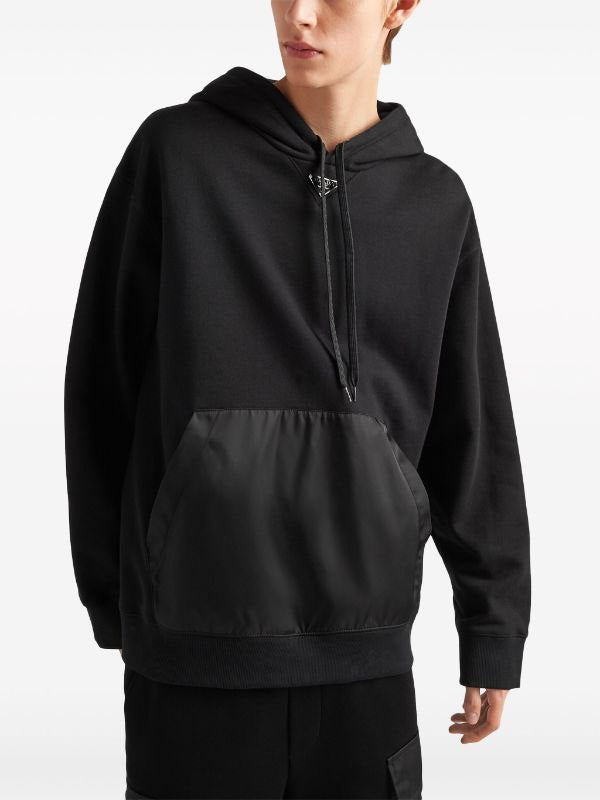 Logo Fleece Black Cotton Hoodie - Exclusive Wear