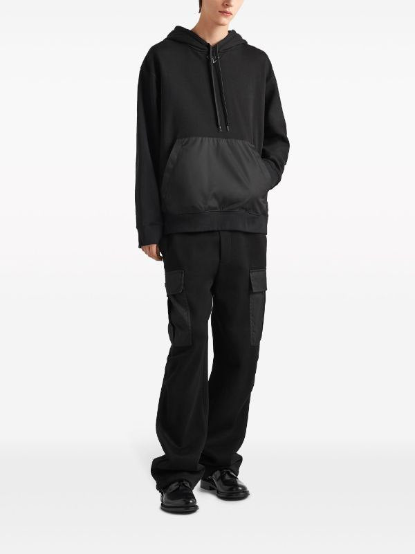 Logo Fleece Black Cotton Hoodie - Exclusive Wear
