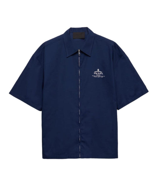 Short-sleeved technical cotton shirt