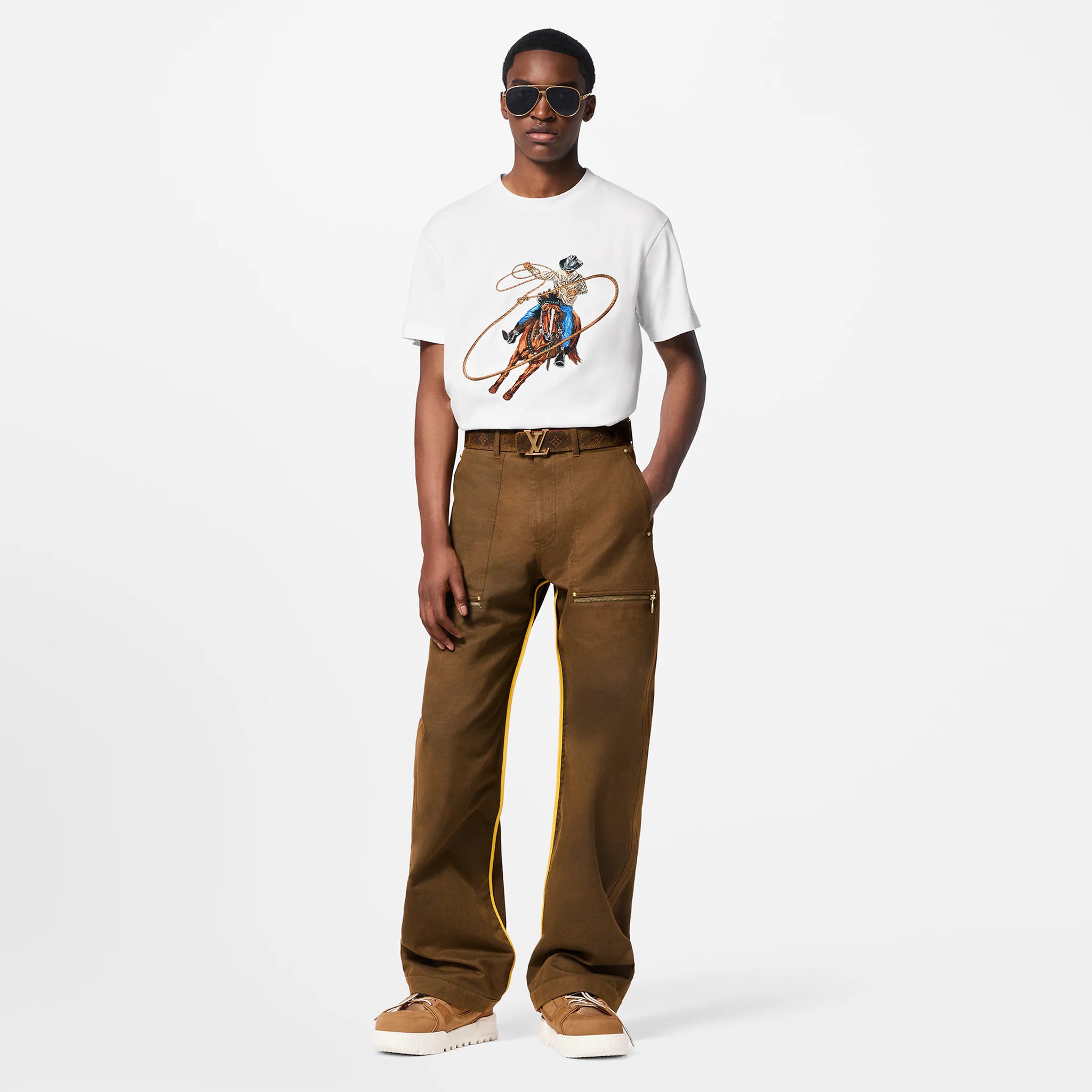 Cowboy Graphic Embroidered Cotton T-shirt - Exclusive Wear