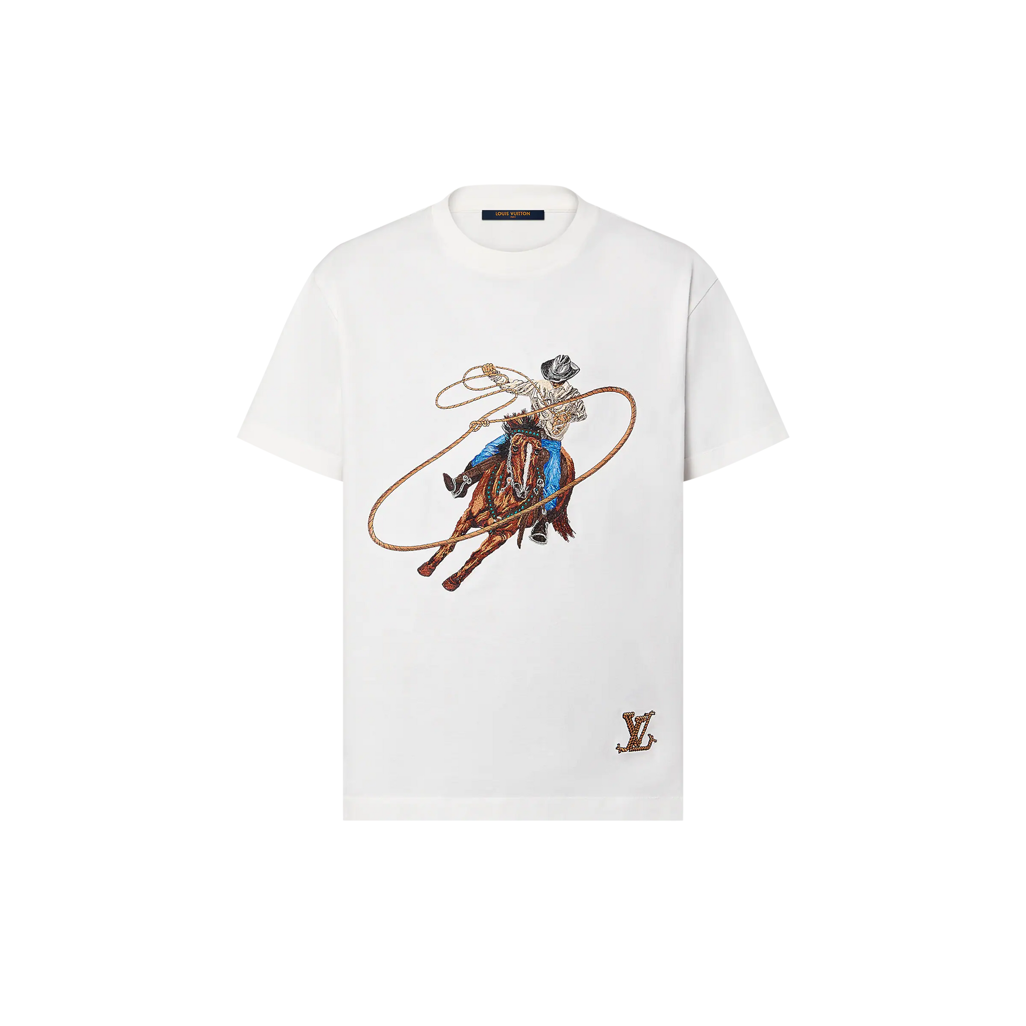 Cowboy Graphic Embroidered Cotton T-shirt - Exclusive Wear
