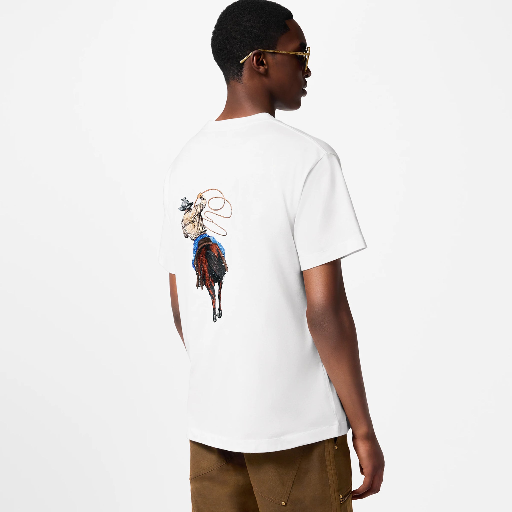 Cowboy Graphic Embroidered Cotton T-shirt - Exclusive Wear