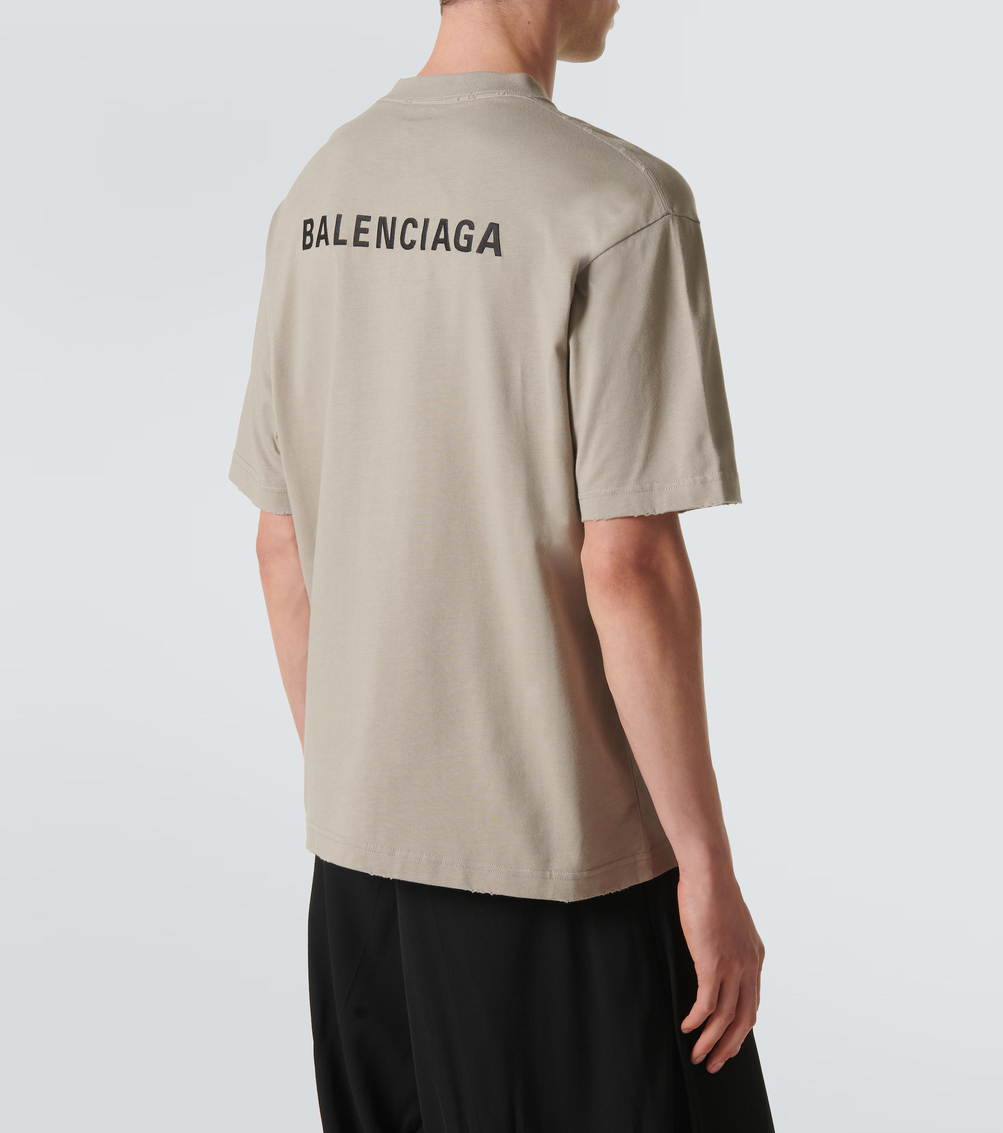 Distressed Effect Beige Oversize T-shirt - Exclusive Wear