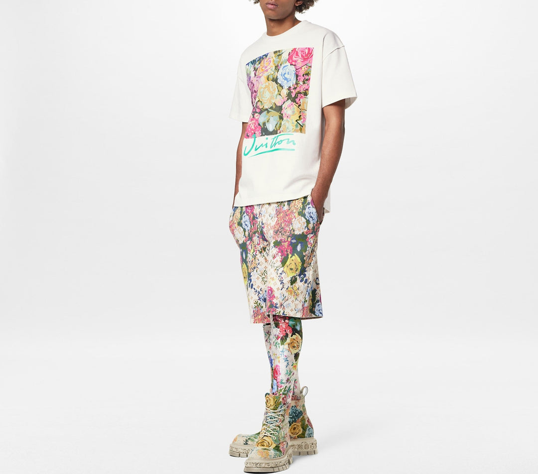 Flower Tepestry Print White T-shirt - Exclusive Wear