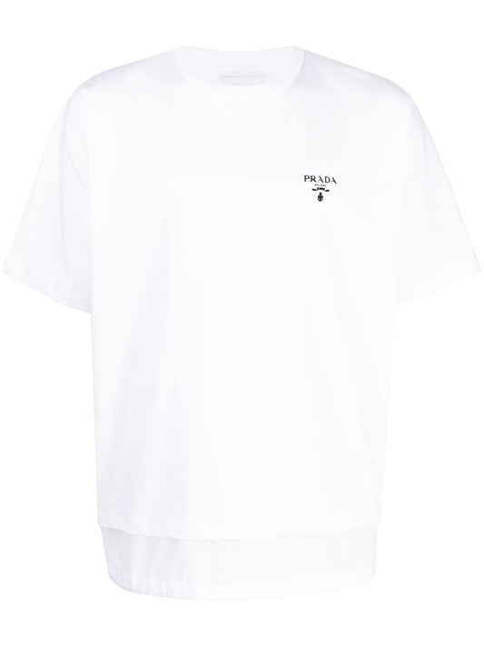 Logo Print Layered Detail White T-shirt