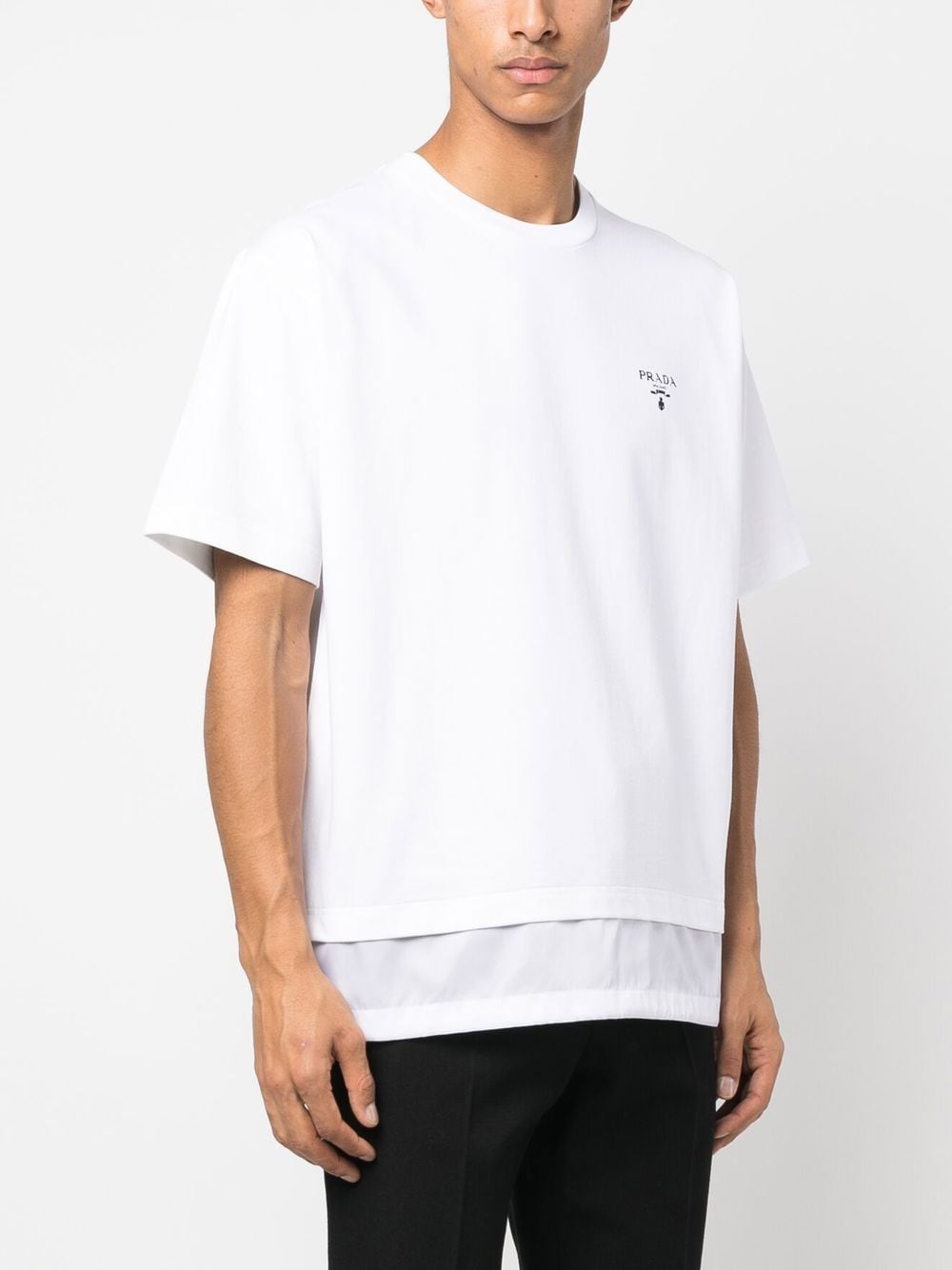 Logo Print Layered Detail White T-shirt - Exclusive Wear