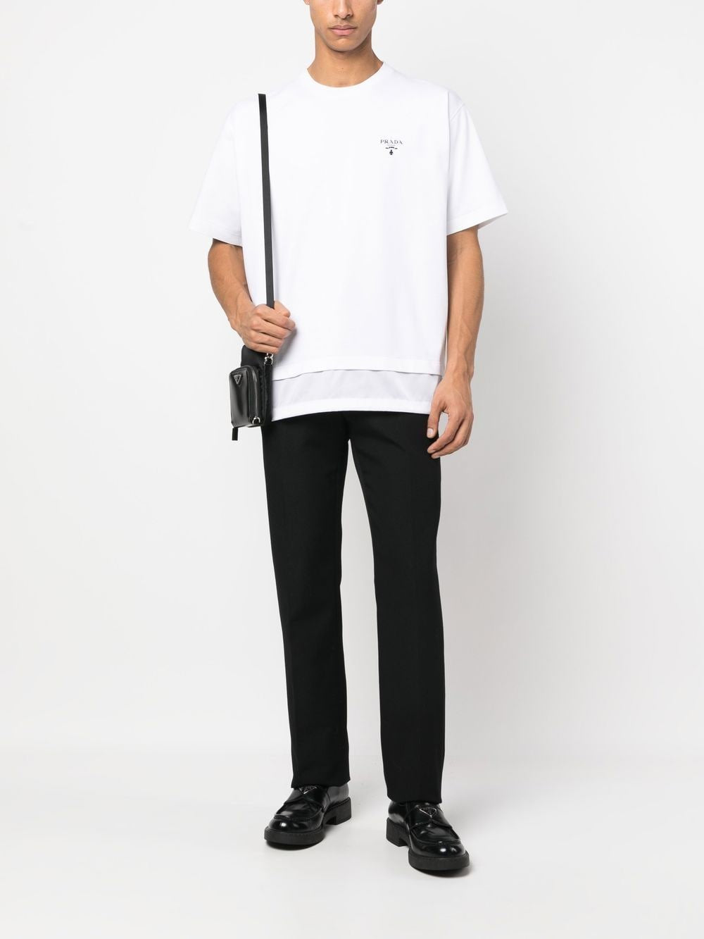 Logo Print Layered Detail White T-shirt - Exclusive Wear
