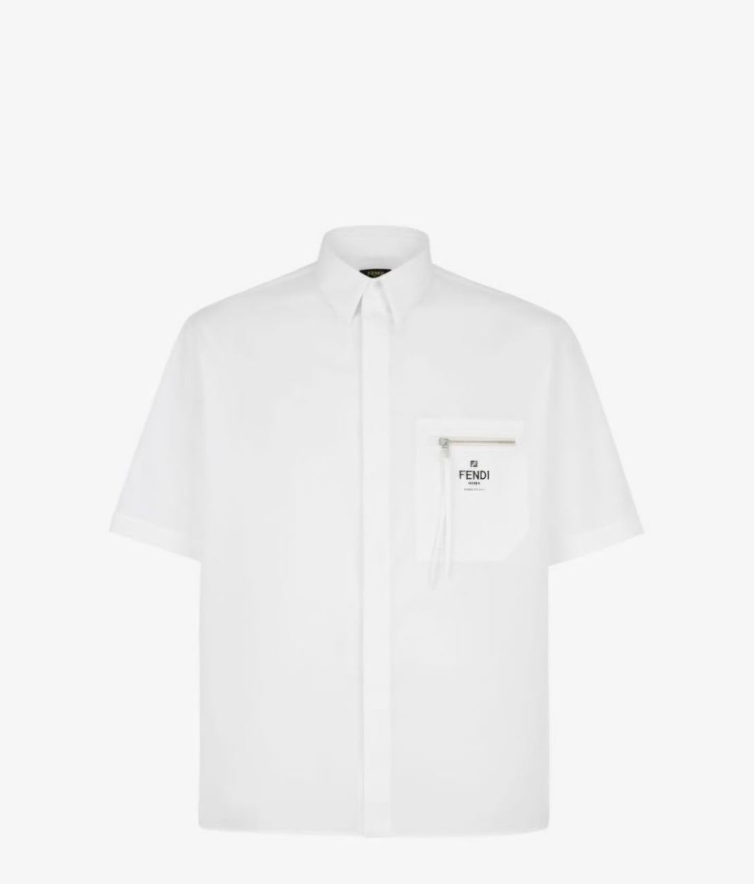 Pocket Zip-up White Cotton Shirt - Exclusive Wear