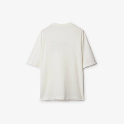 Rose Logo Embroidery White Cotton T-shirt