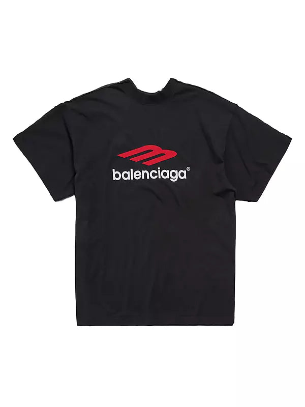 Tape Type Double Front Black Oversized T-shirt - Exclusive Wear