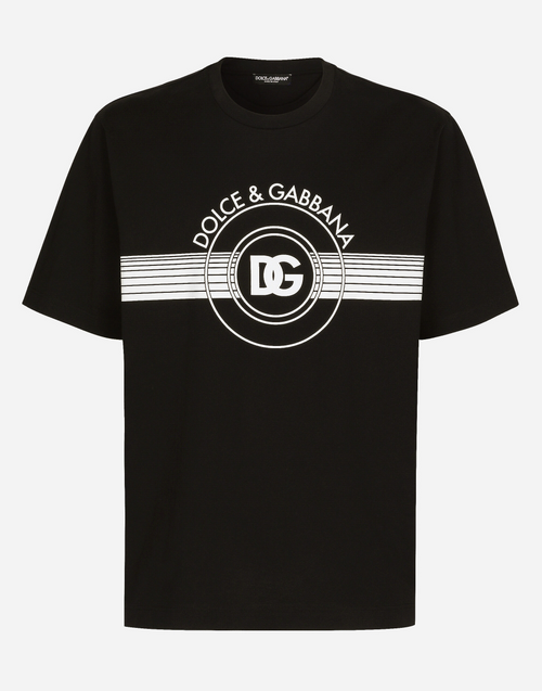 Black Cotton Interlocking Logo Print