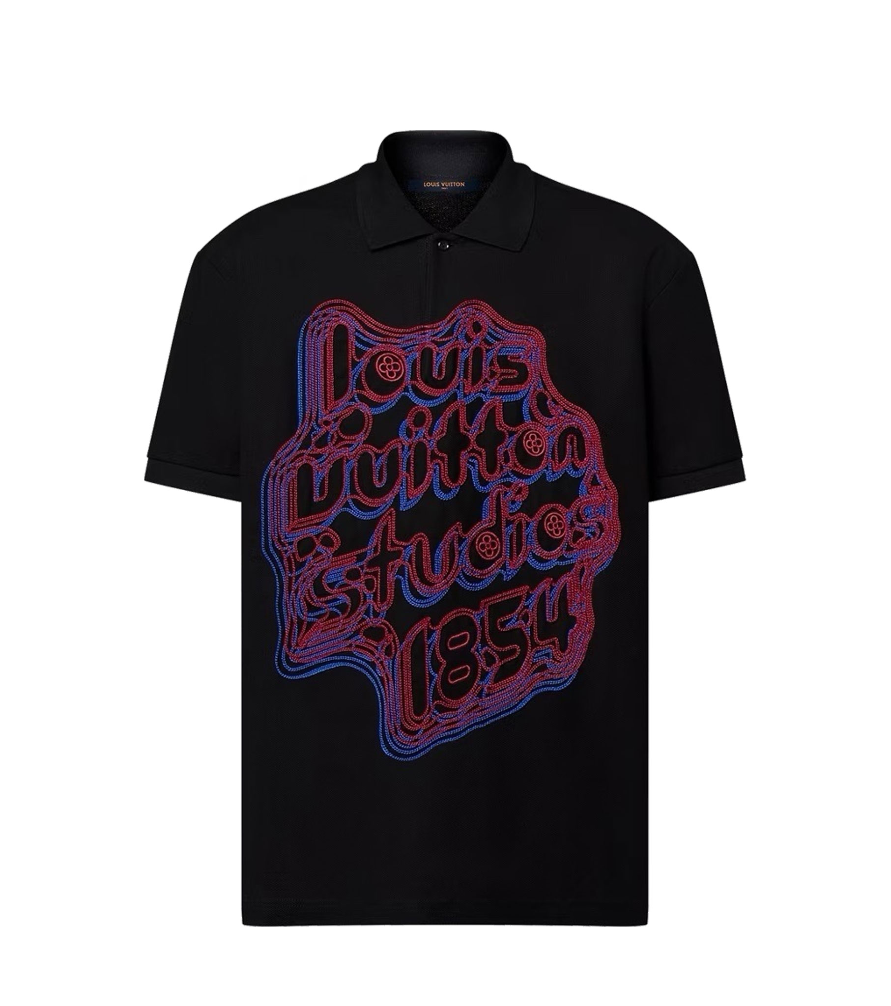 Embroidered Cotton Pique Black Polo Shirt - Exclusive Wear