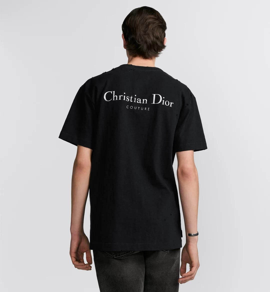 Black Distressed-Effect Cotton Jersey T-shirt - Exclusive Wear