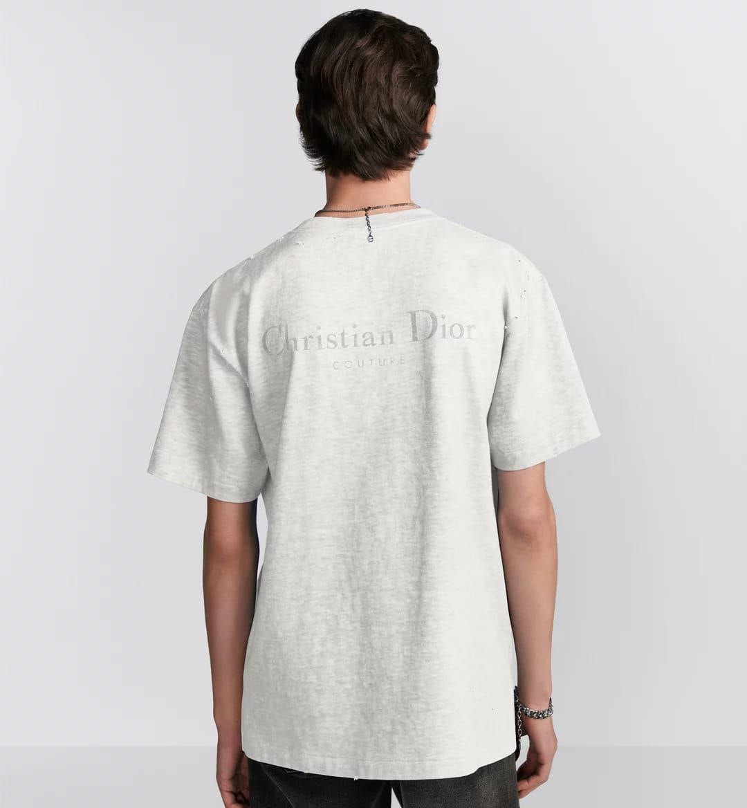 White Distressed-Effect Cotton Jersey T-shirt