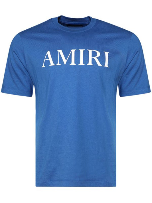 Logo Print Blue Cotton T-shirt