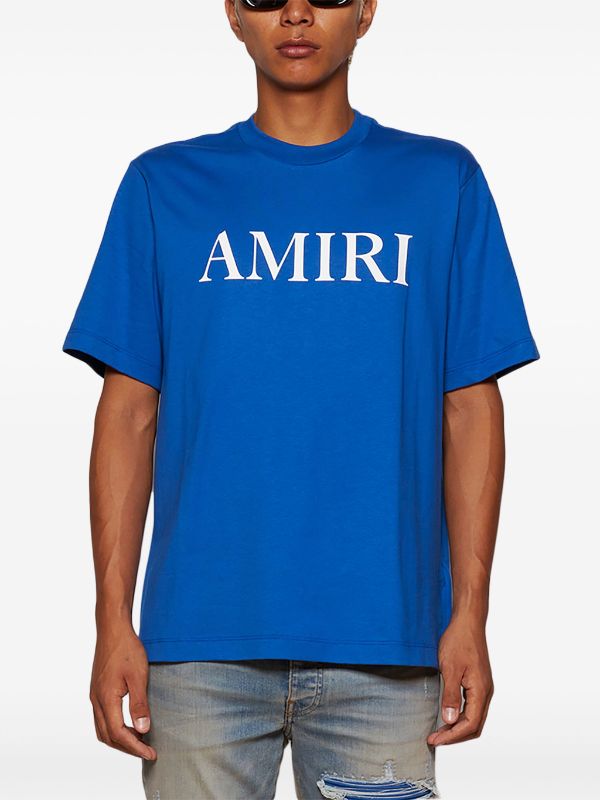 Logo Print Blue Cotton T-shirt