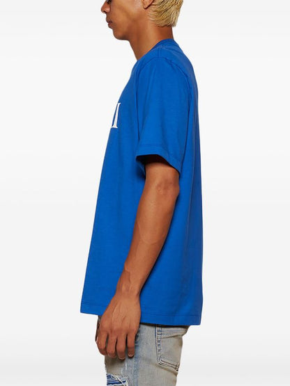 Logo Print Blue Cotton T-shirt