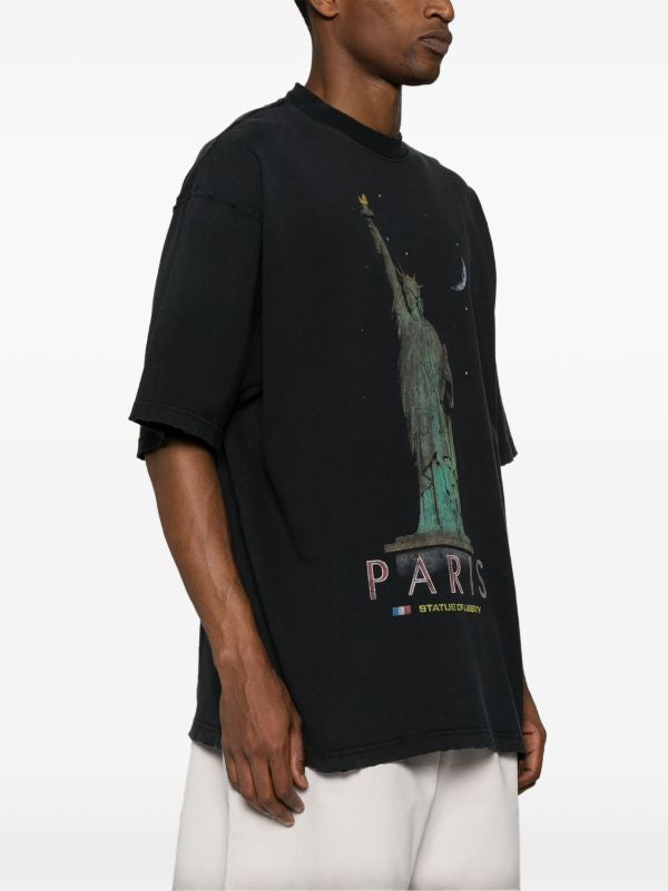 Paris Liberty Logo Black Oversized T-shirt