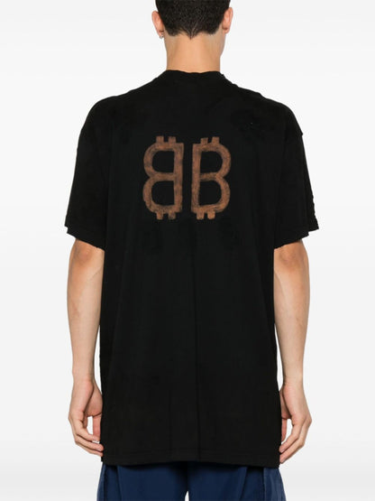 Double Front Paris Moon Black Oversized T-shirt