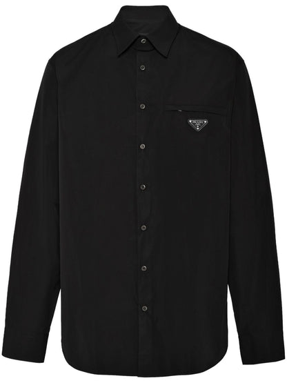 Enamel Triangle-logo Black Cotton Shirt