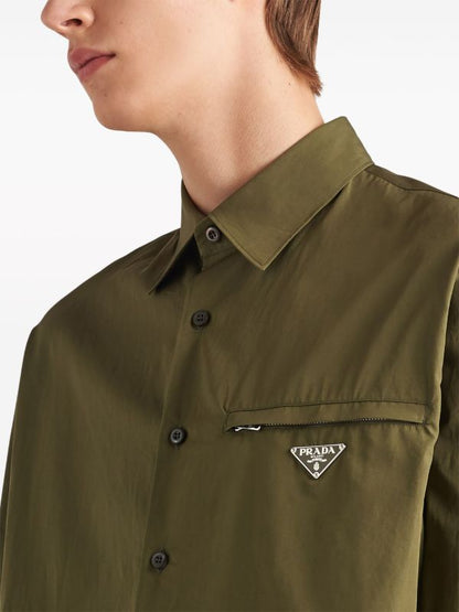 Enamel Triangle-logo Green Cotton Shirt