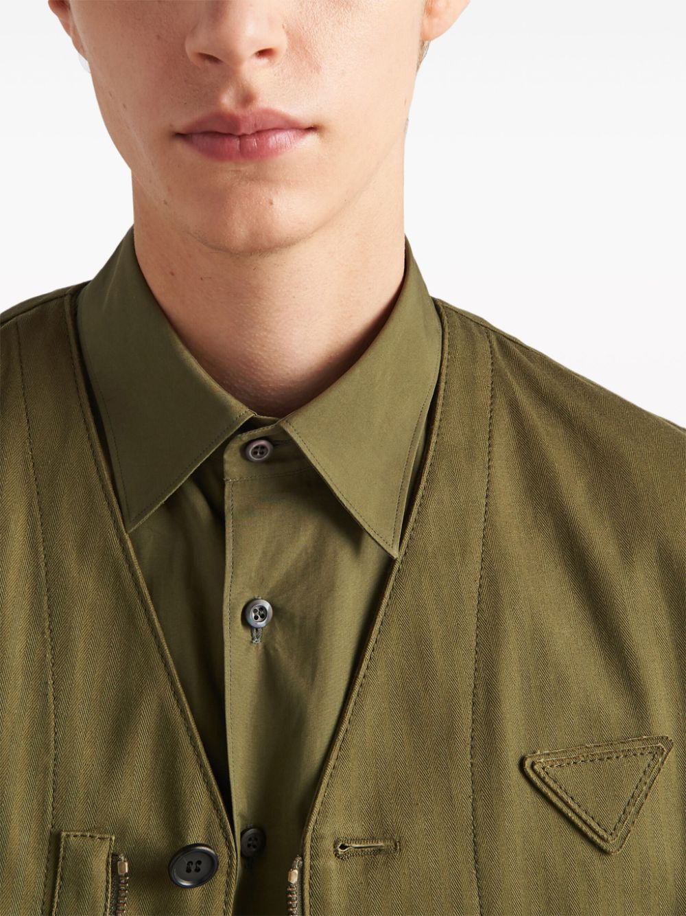 Enamel Triangle-logo Green Cotton Shirt