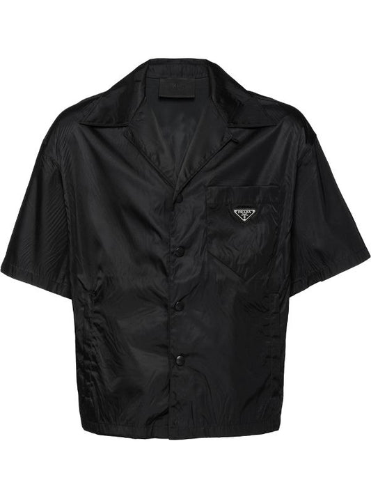 Re-nylon Triangle-logo Black Short Sleeve Shirt