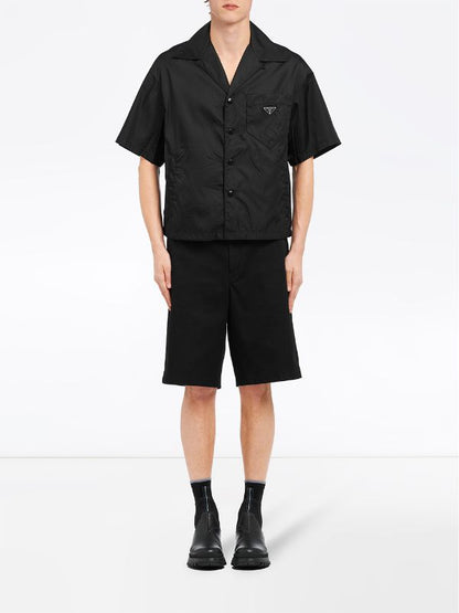 Re-nylon Triangle-logo Black Short Sleeve Shirt