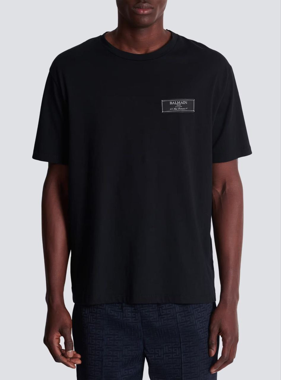 Loose Fit Black T-shirt with Signature Emrboidery - Exclusive Wear